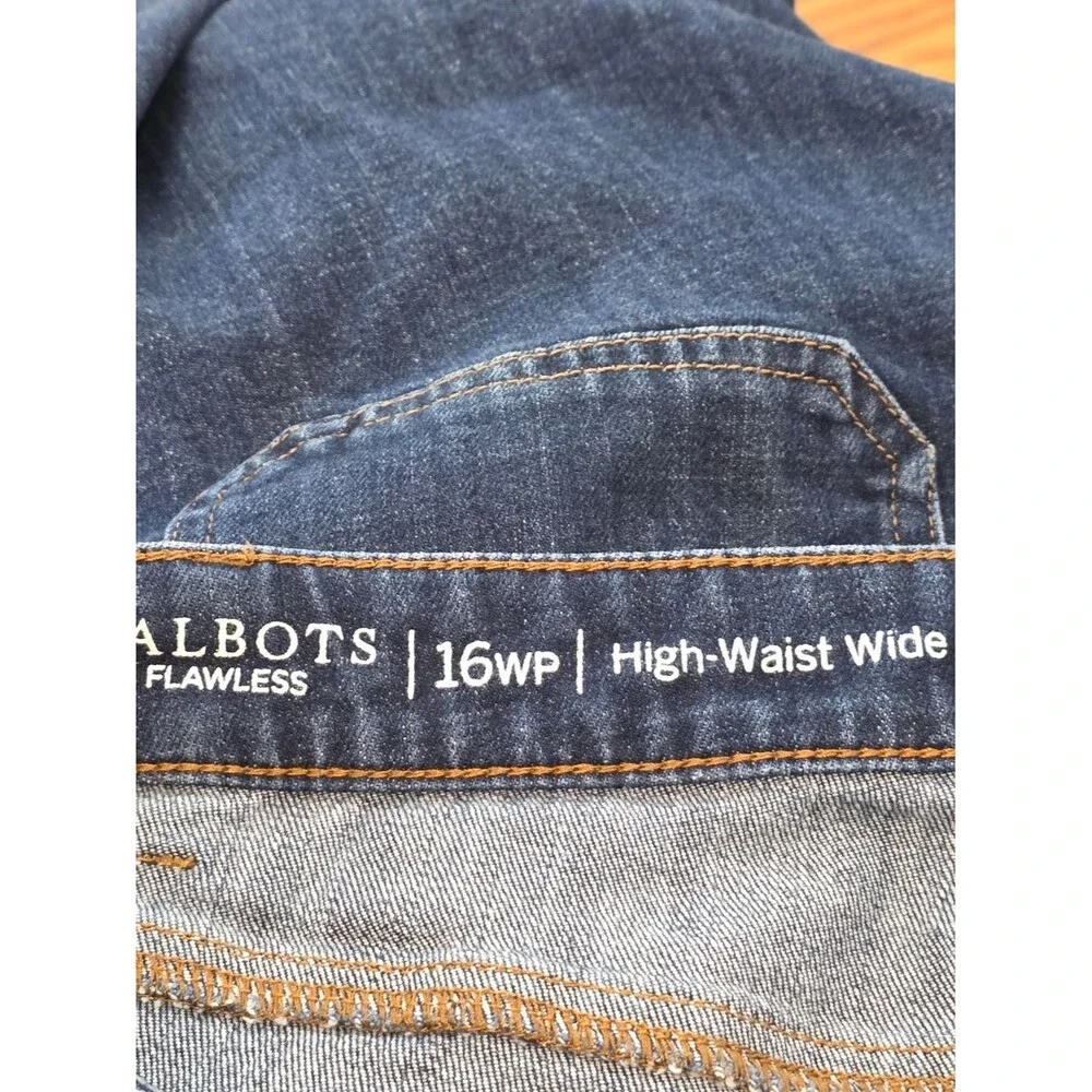Talbots Flawless High Rise Wide Crop Jeans Dark Blue Size 16WP